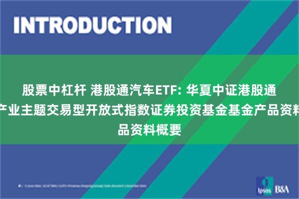 股票中杠杆 港股通汽车ETF: 华夏中证港股通汽车产业主题交易型开放式指数证券投资基金基金产品资料概要