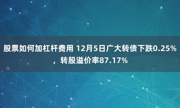 股票如何加杠杆费用 12月5日广大转债下跌0.25%，转股溢价率87.17%