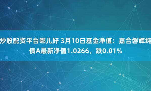 炒股配资平台哪儿好 3月10日基金净值：嘉合磐辉纯债A最新净值1.0266，跌0.01%